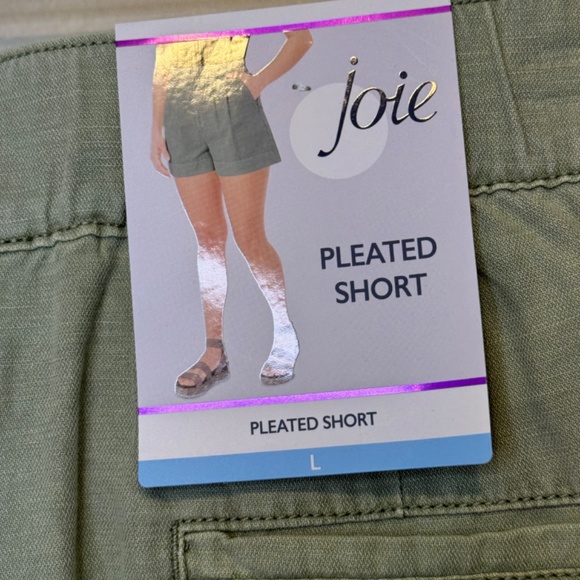 Joie | NWT Faded Cactus Pleated High Rise Washed Olive Green Shorts - Picture 10 of 14